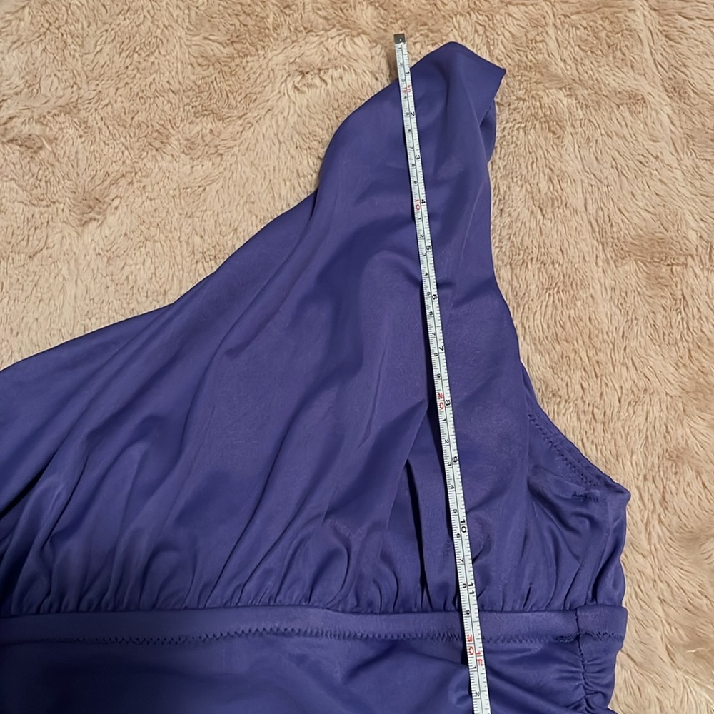 Women’s J Crew One Shoulder Ruched Skirted Swimsuit Purple Size 8 - Picture 6 of 8
